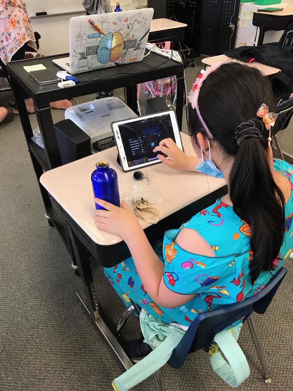 Student working on iPad.